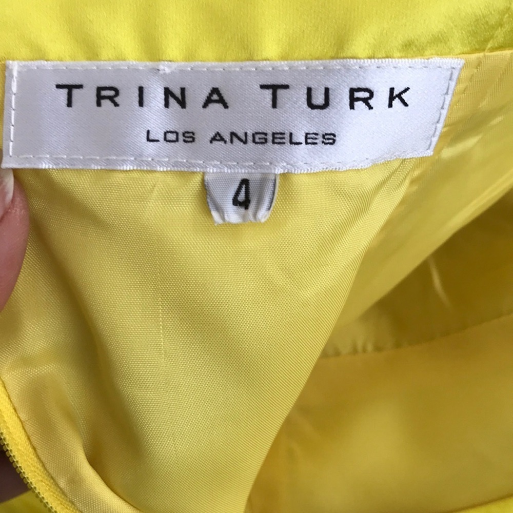 TRINA TURK size 4 yellow silk strapless dress - Picture 5 of 6